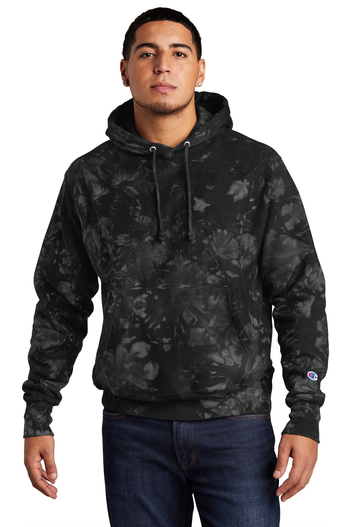 TDS101 Champion Reverse Weave Scrunch-Dye Tie-Dye Hooded Sweatshirt.