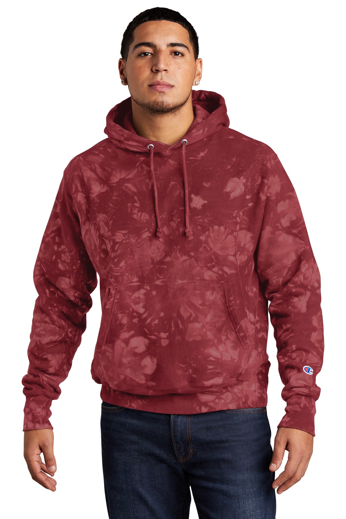 TDS101 Champion Reverse Weave Scrunch-Dye Tie-Dye Hooded Sweatshirt.