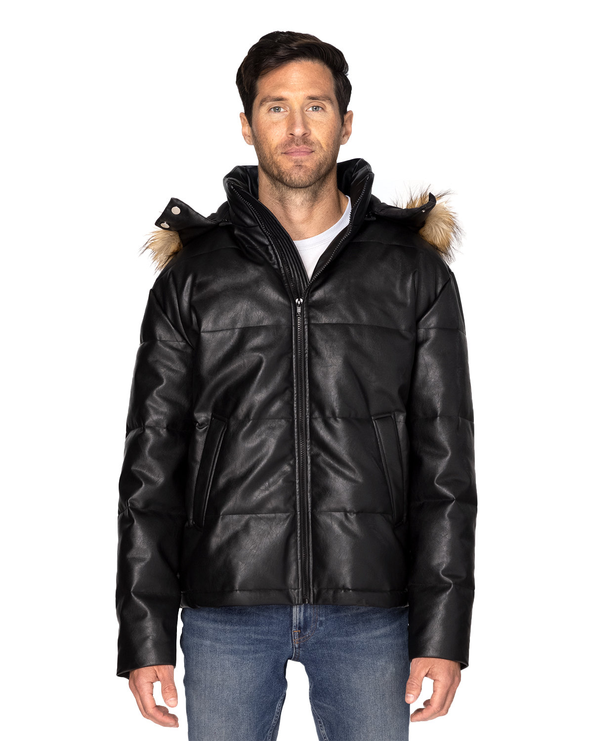 397J Threadfast Apparel Unisex Vegan Leather Puffer Jacket Zoom Image
