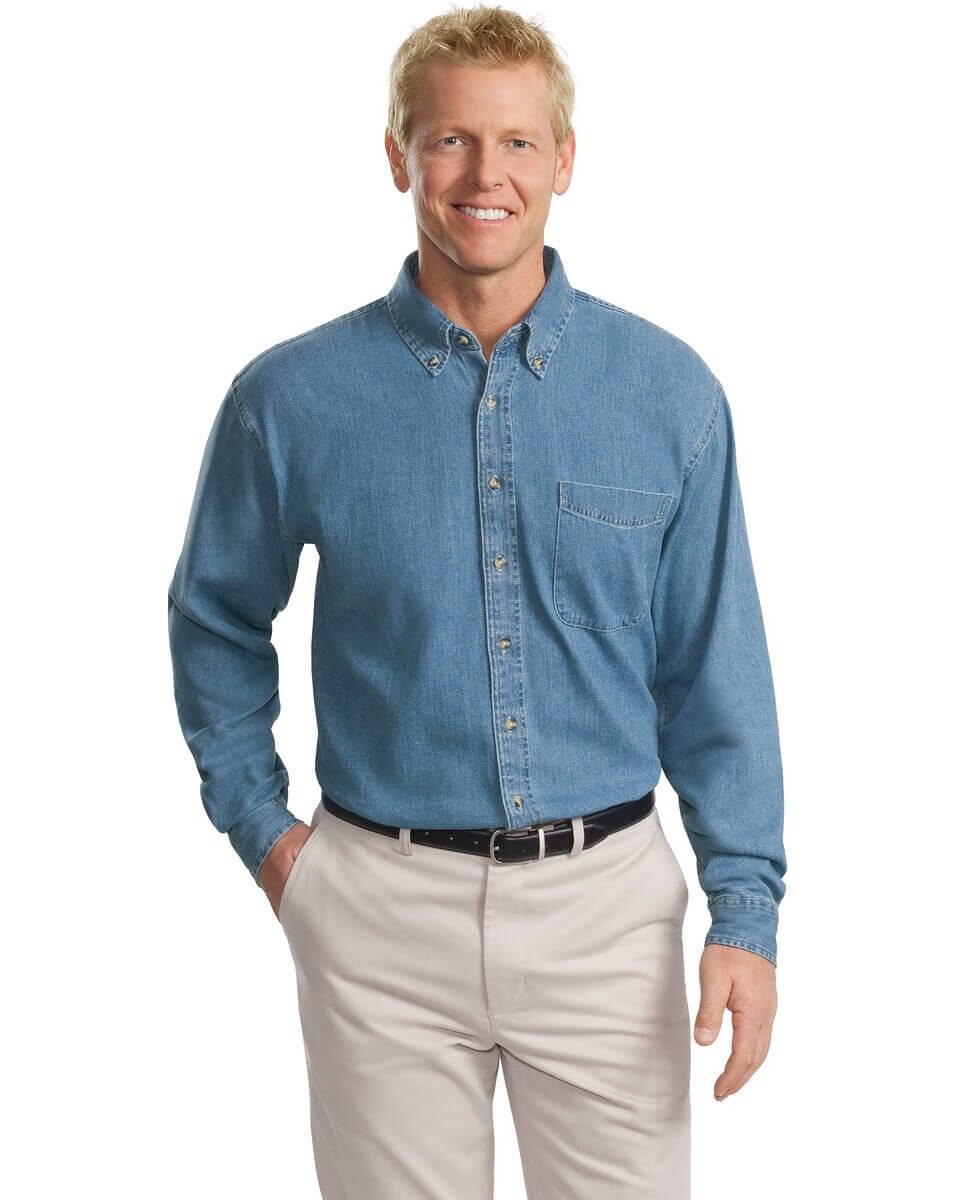 TLS600 Port Authority Tall Long Sleeve Denim Shirt. TLS600 Port Authority Tall Long Sleeve Denim Shirt.