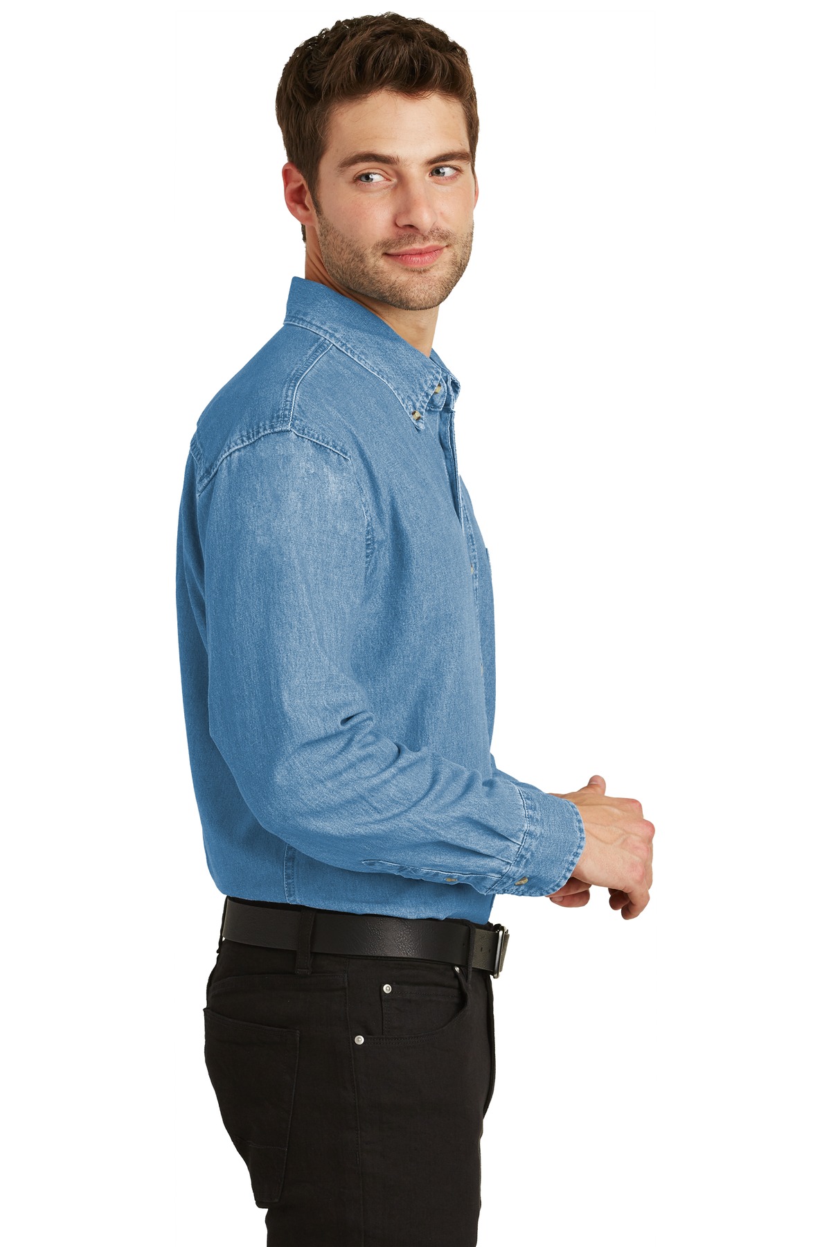 TLS600 Port Authority Tall Long Sleeve Denim Shirt. - Siide Image