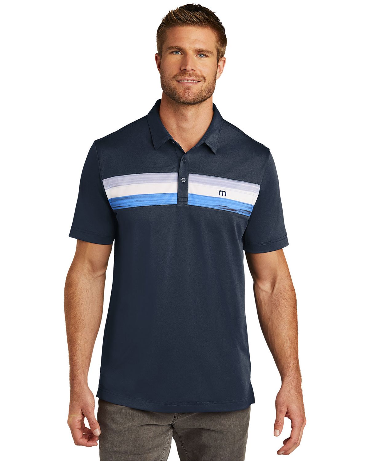 TM1MU416 Travis Mathew TravisMathew Cabana Chest Stripe Polo.