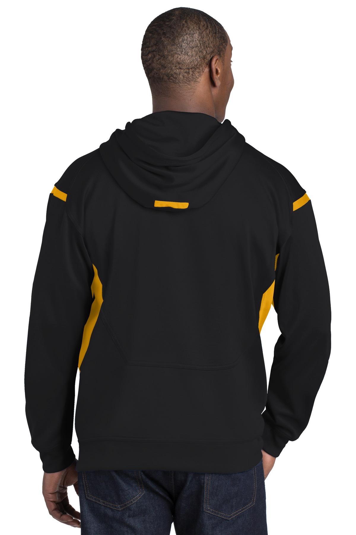TST246 Sport-Tek Tall Tech Fleece Colorblock Hooded Sweatshirt. - Back Image