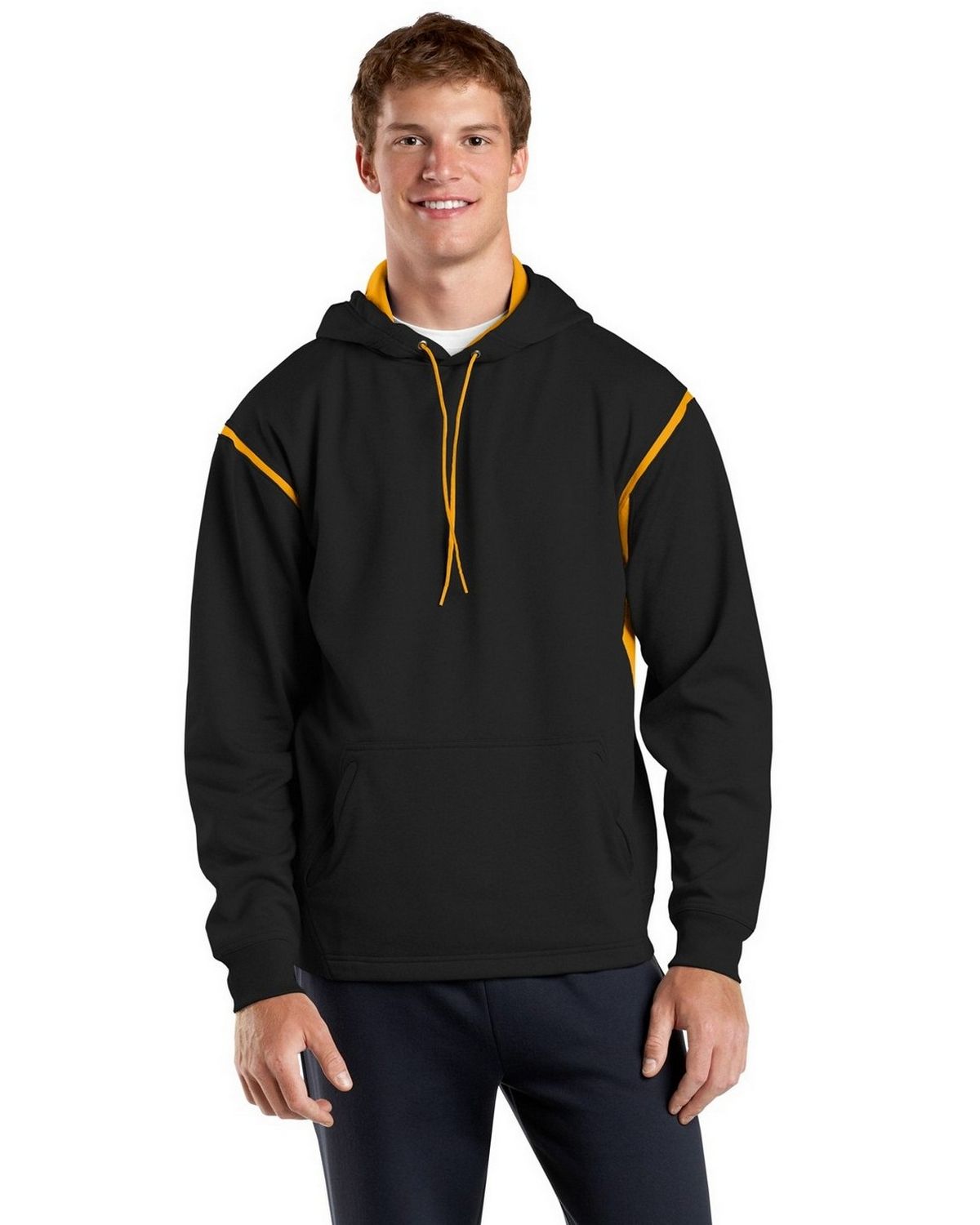 TST246 Sport-Tek Tall Tech Fleece Colorblock Hooded Sweatshirt.