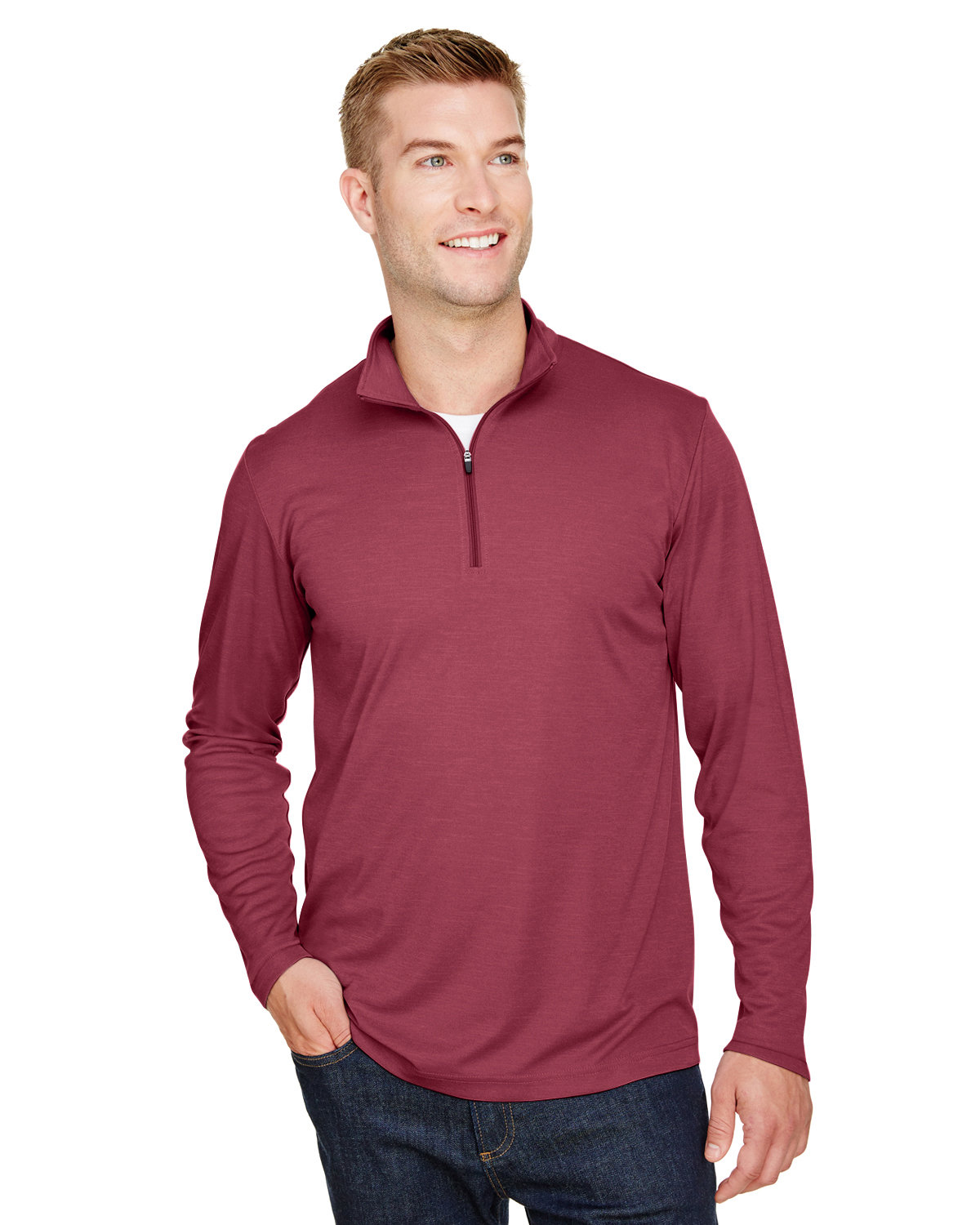 TT31H Team 365 Mens Zone Sonic Heather Performance Quarter-Zip Zoom Image
