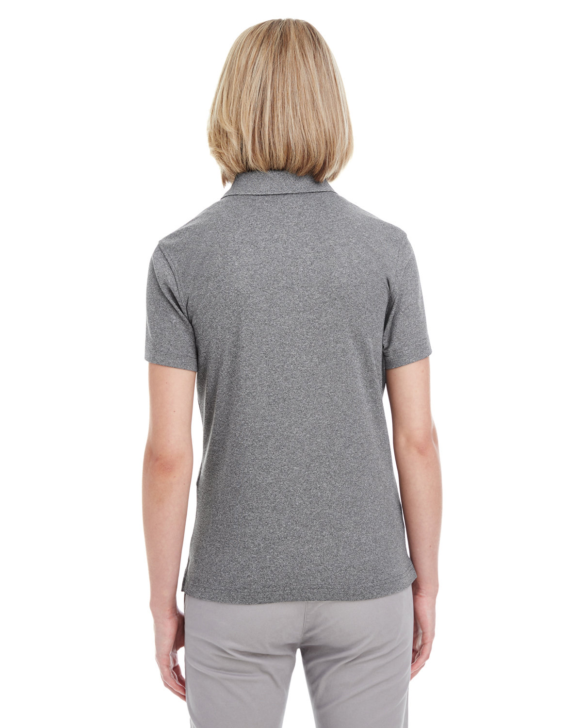 UC100W UltraClub Womens Heathered Pique Polo - Back Image