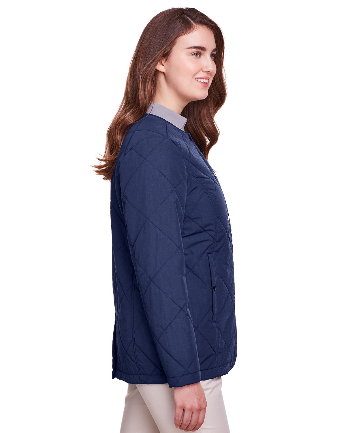 UC708W UltraClub Womens Dawson Quilted Hacking Jacket - Siide Image