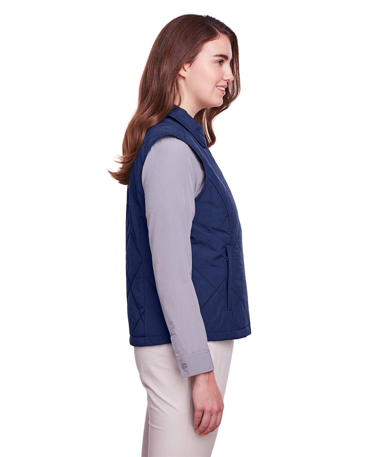 UC709W UltraClub Womens Dawson Quilted Hacking Vest - Siide Image