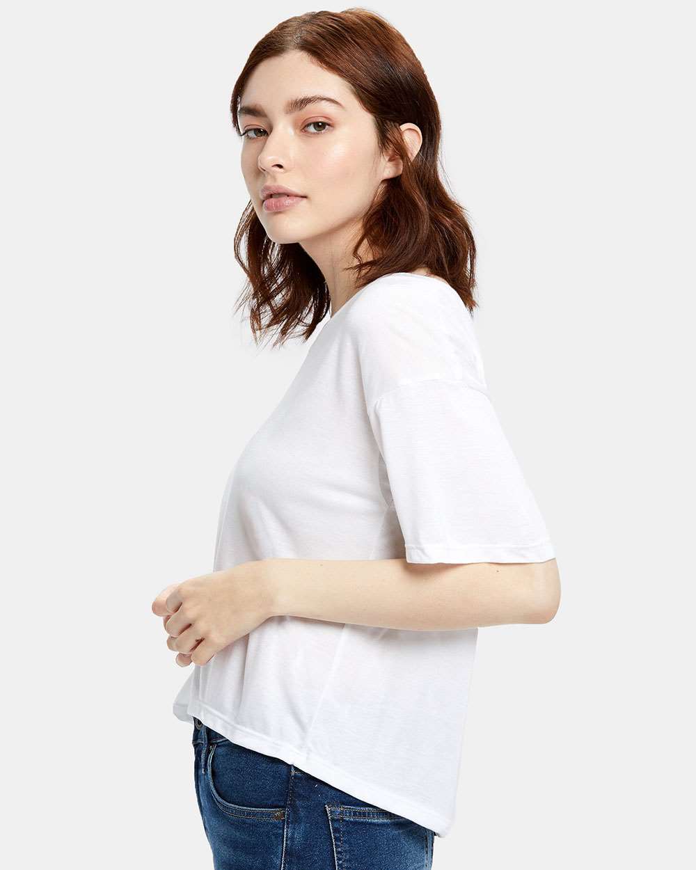 US309 US Blanks Womens Boxy Open Neck Tee US309 US Blanks Womens Boxy Open Neck Tee - Siide Image