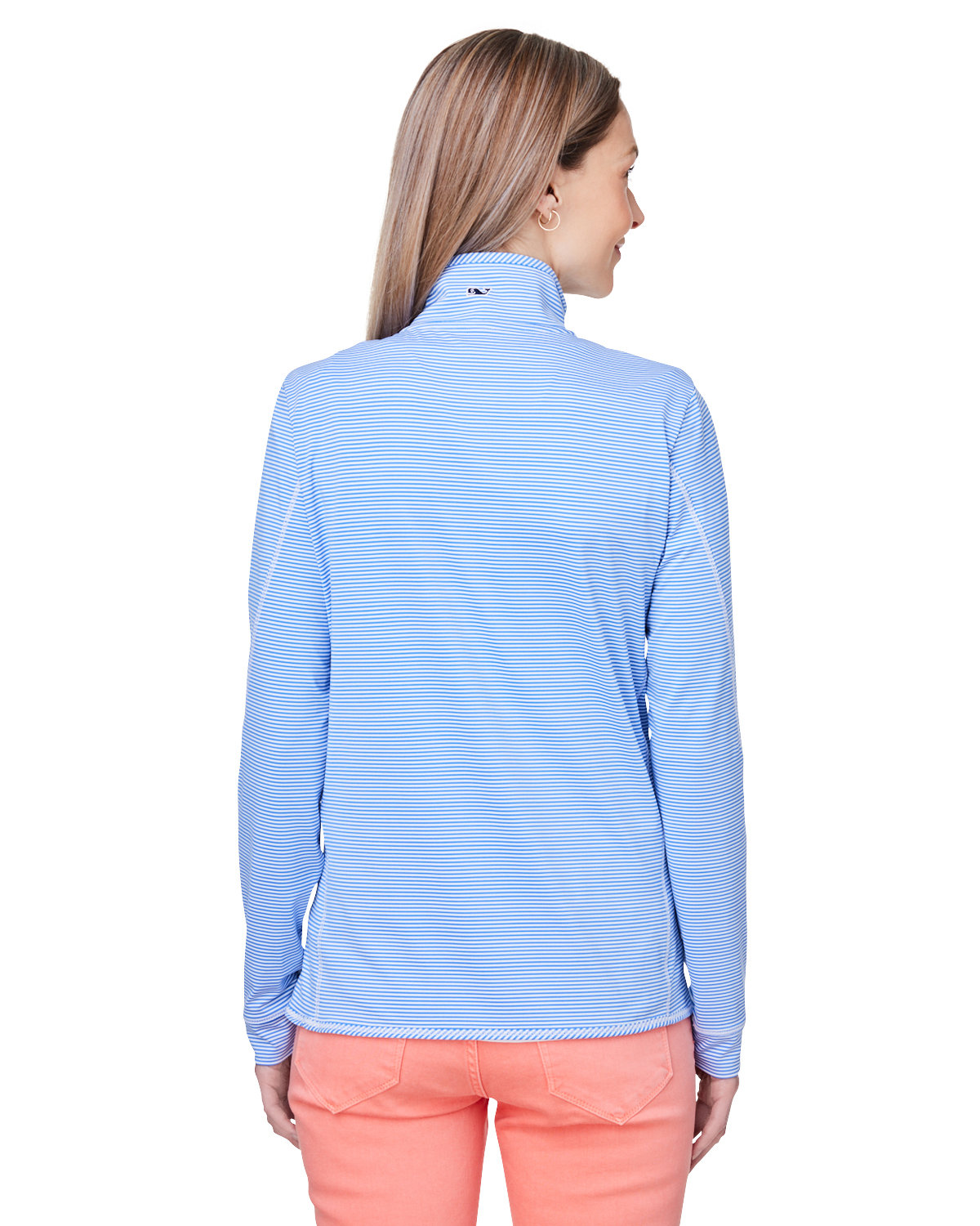 K002521 vineyard vines Ladies Microstripe Sankaty Half-Zip Pullover - Back Image