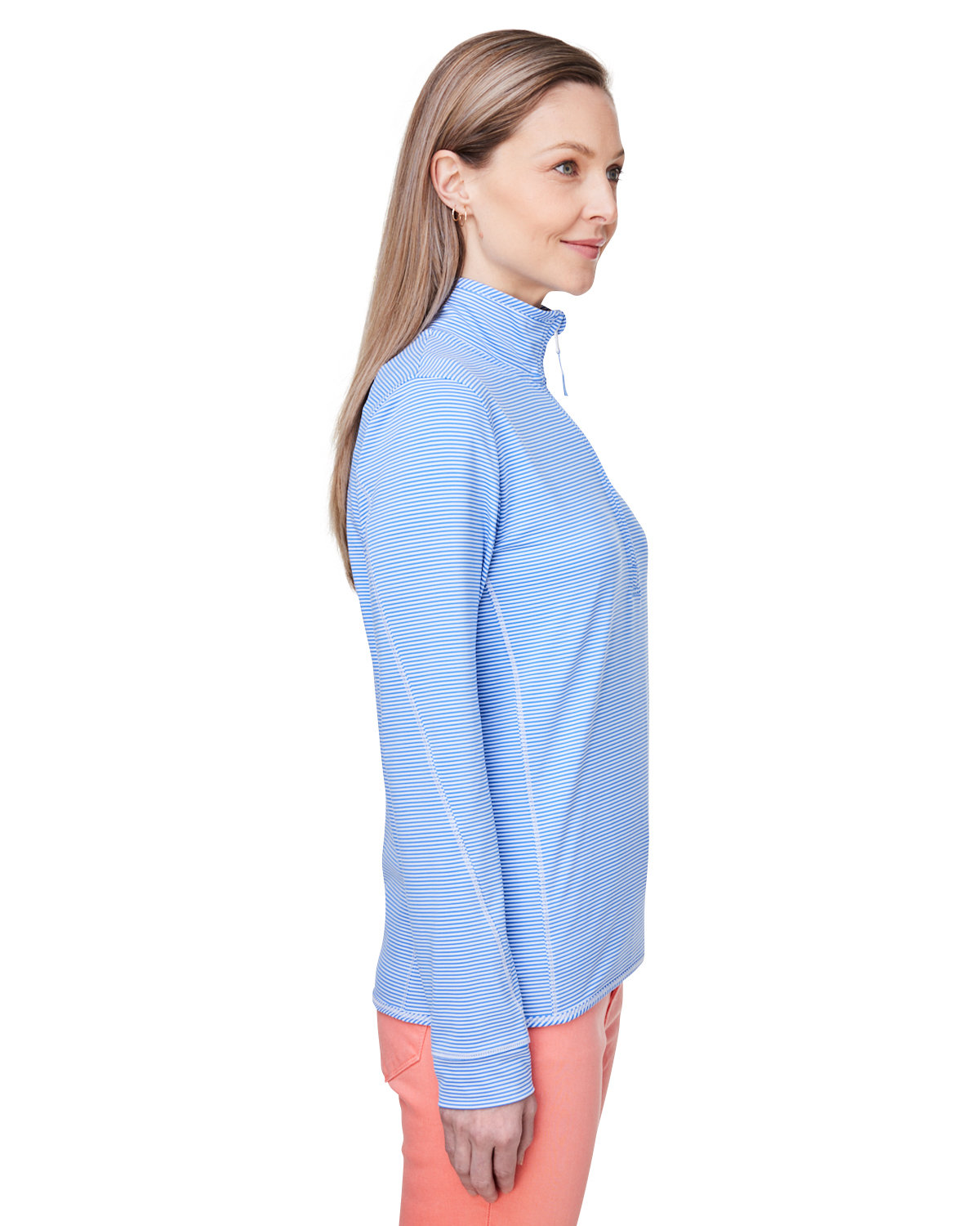 K002521 vineyard vines Ladies Microstripe Sankaty Half-Zip Pullover - Siide Image