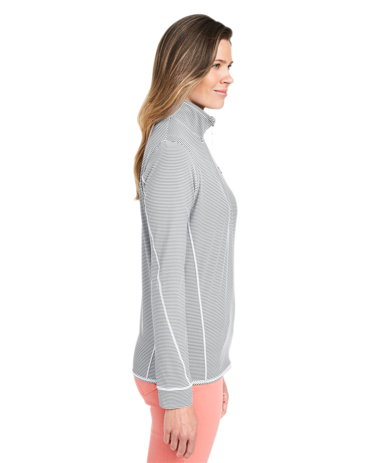 K002521 vineyard vines Ladies Microstripe Sankaty Half-Zip Pullover K002521 vineyard vines Ladies Microstripe Sankaty Half-Zip Pullover - Siide Image