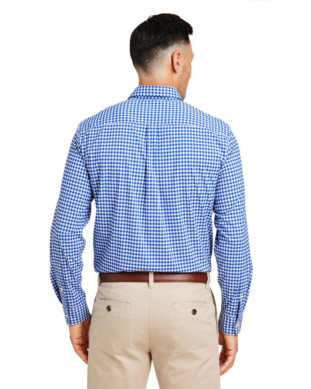 W012060 vineyard vines Mens On-The-Go Nylon Gingham Shirt - Back Image