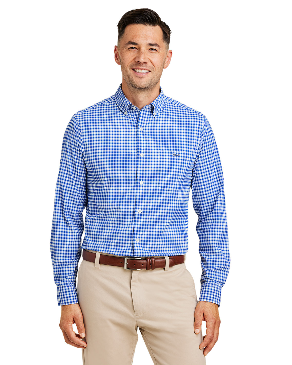 W012060 vineyard vines Mens On-The-Go Nylon Gingham Shirt