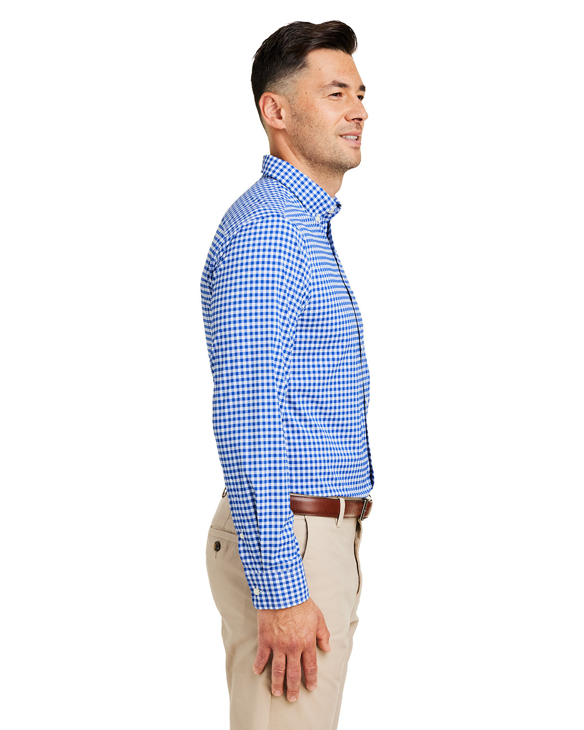 W012060 vineyard vines Mens On-The-Go Nylon Gingham Shirt - Siide Image