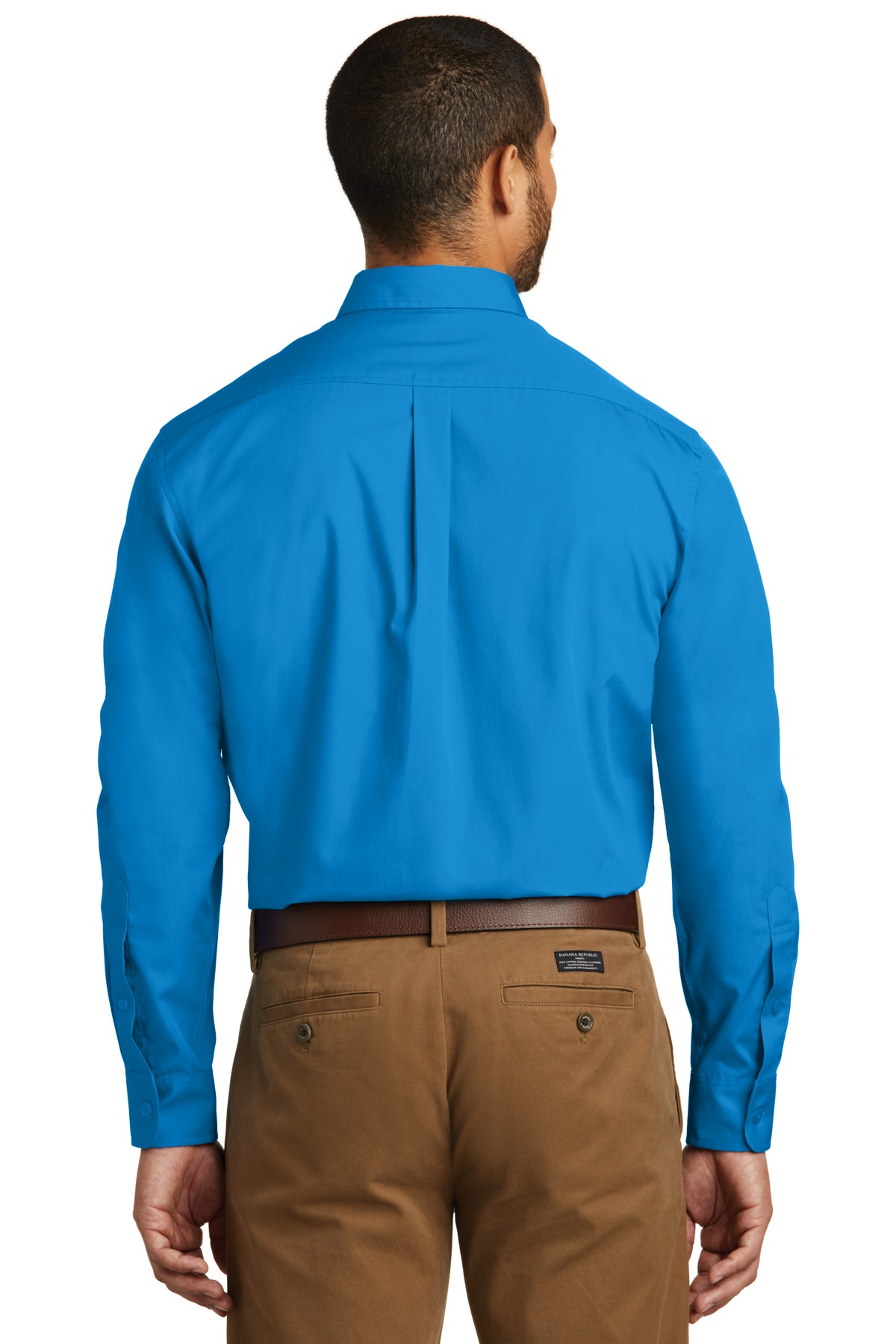 W100 Port Authority Long Sleeve Carefree Poplin Shirt - Back Image