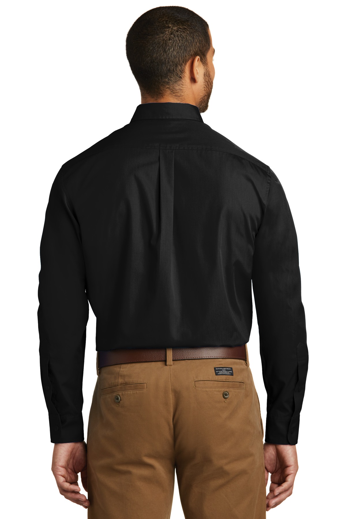 W100 Port Authority Long Sleeve Carefree Poplin Shirt - Back Image