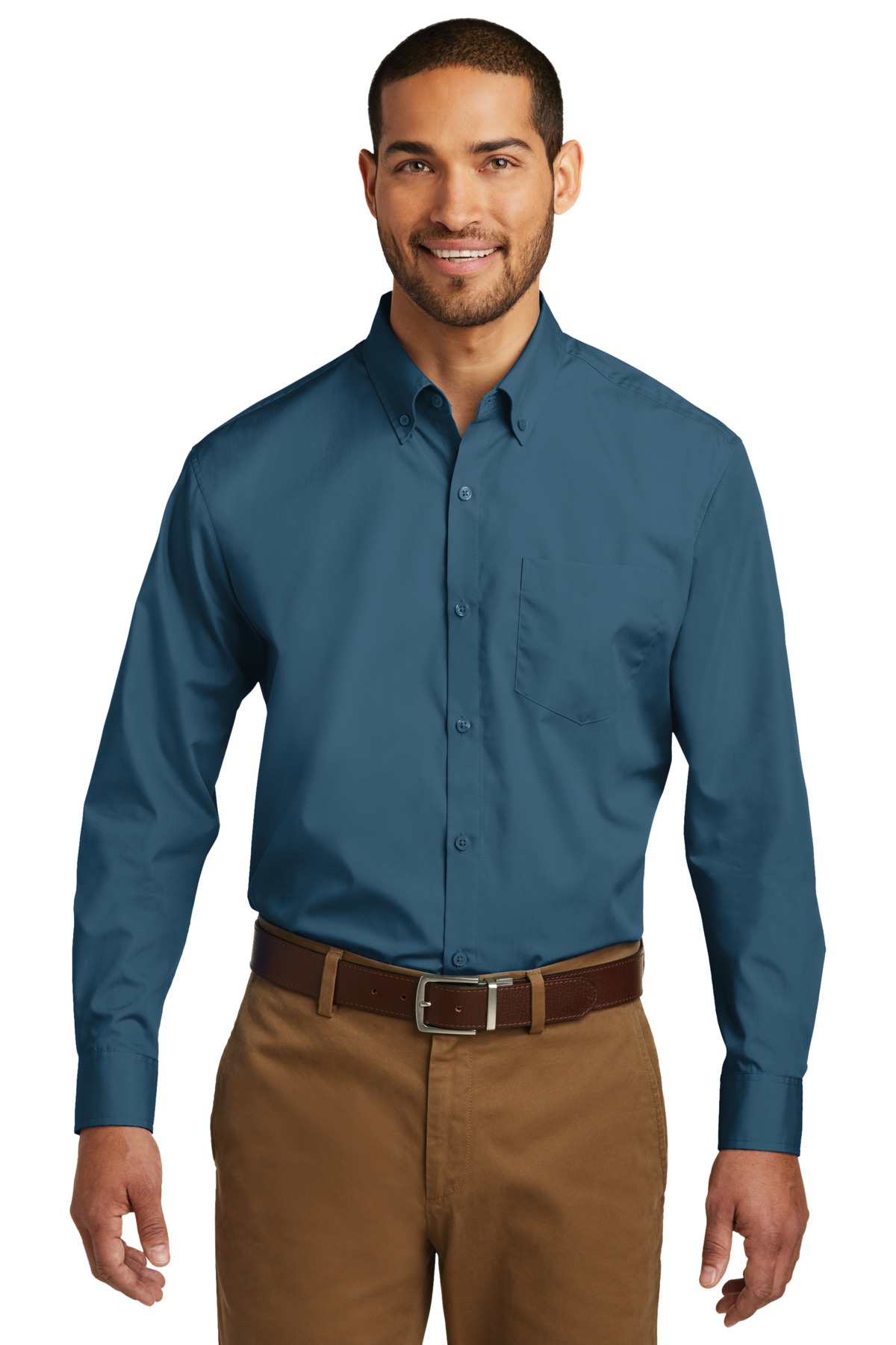 W100 Port Authority Long Sleeve Carefree Poplin Shirt