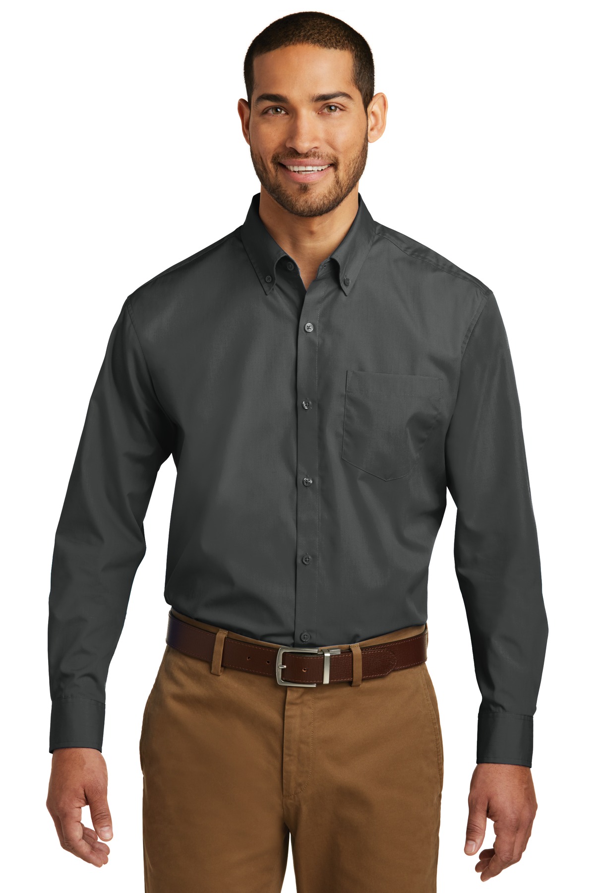 W100 Port Authority Long Sleeve Carefree Poplin Shirt