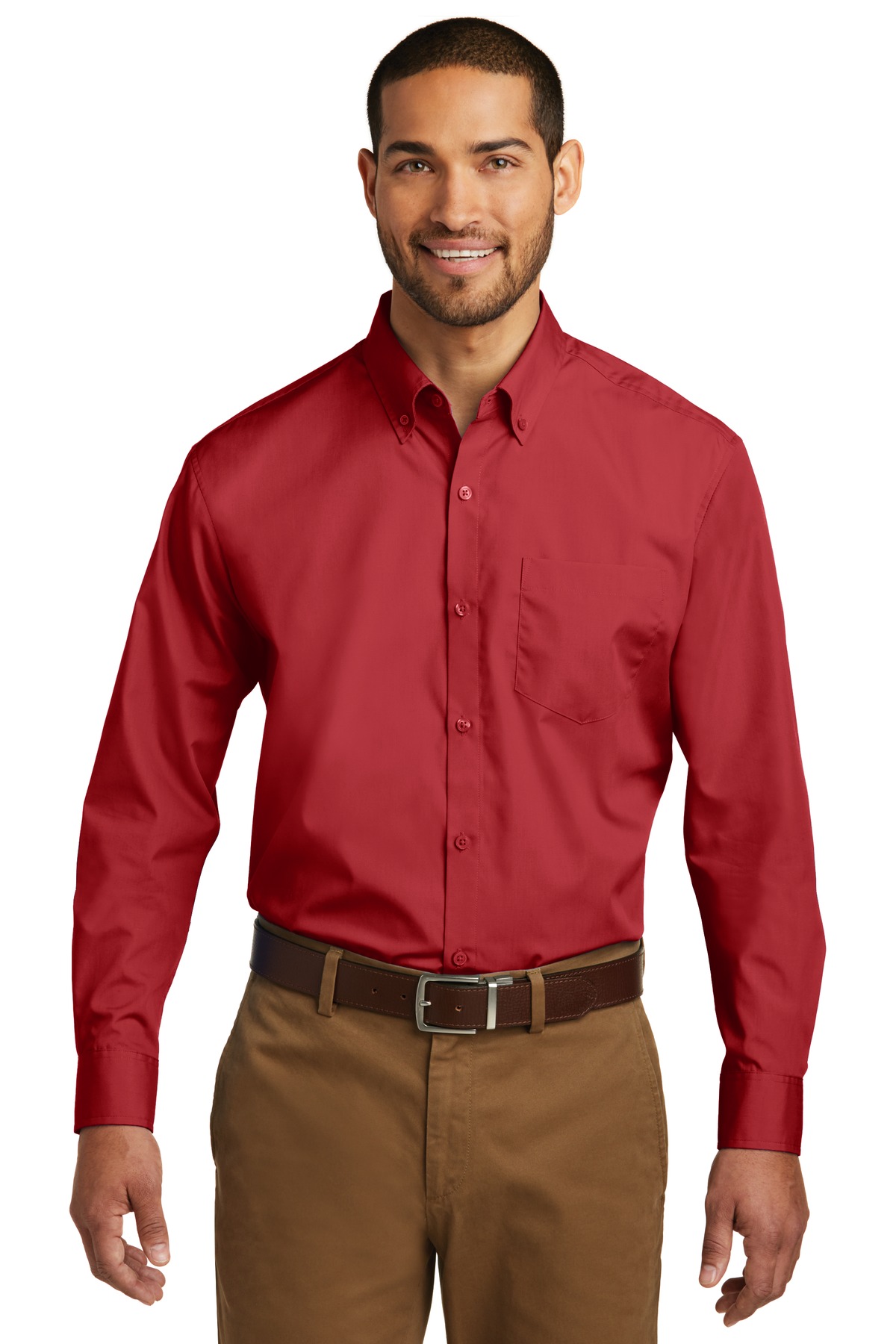 W100 Port Authority Long Sleeve Carefree Poplin Shirt
