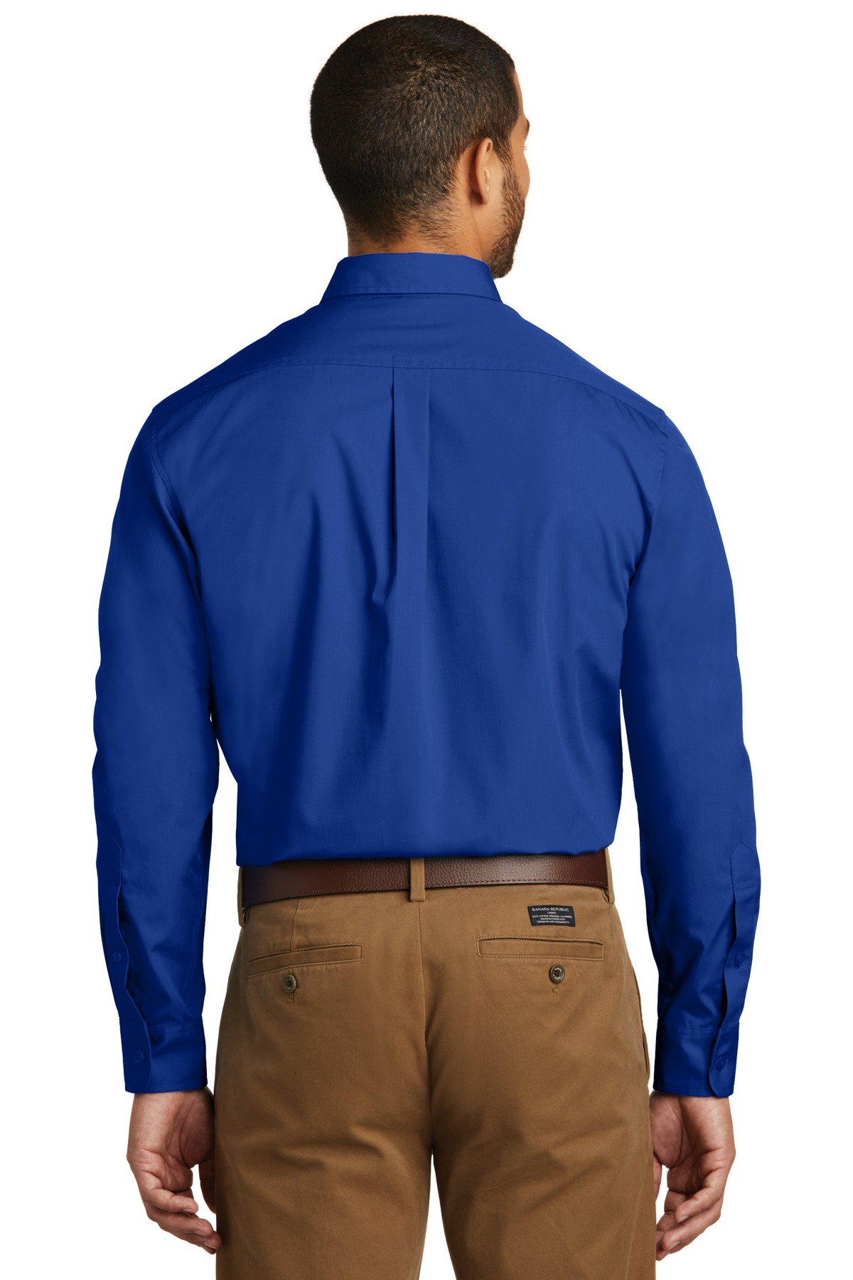 W100 Port Authority Long Sleeve Carefree Poplin Shirt - Back Image
