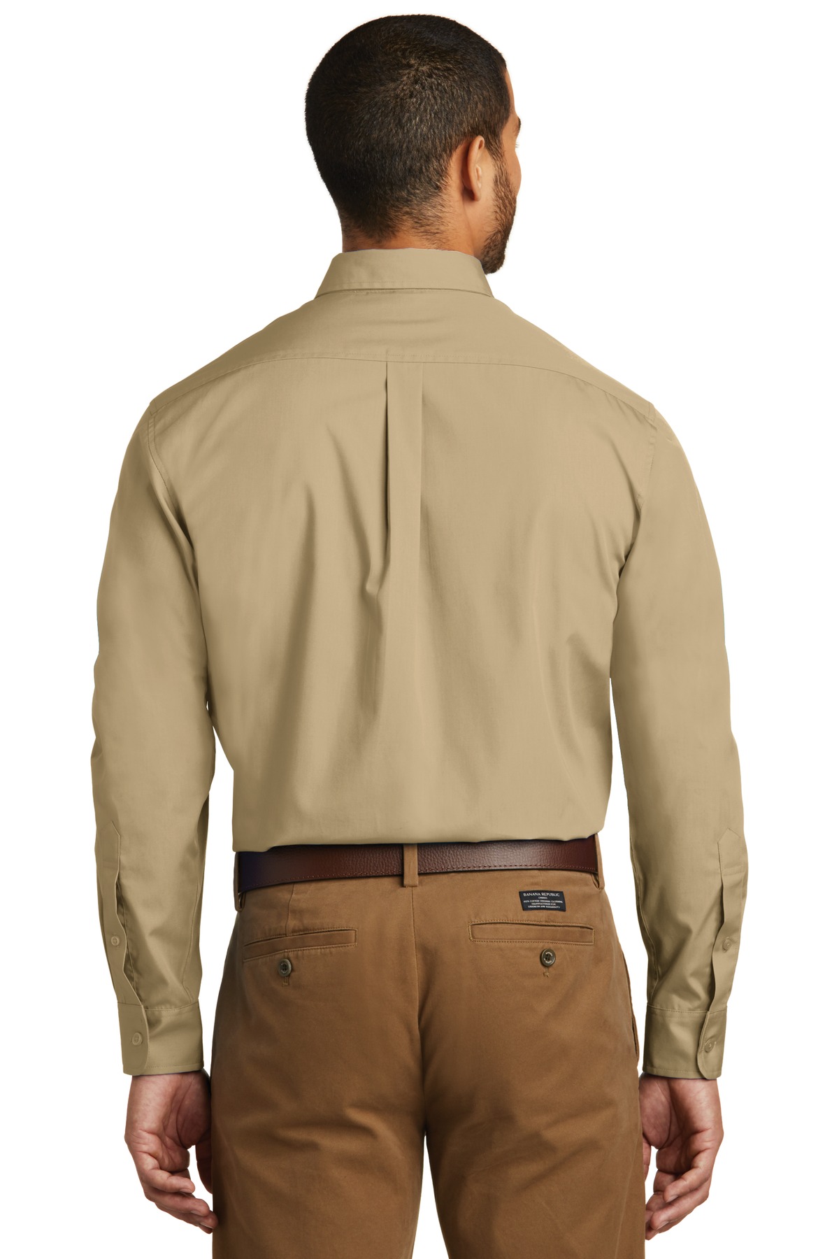 W100 Port Authority Long Sleeve Carefree Poplin Shirt - Back Image