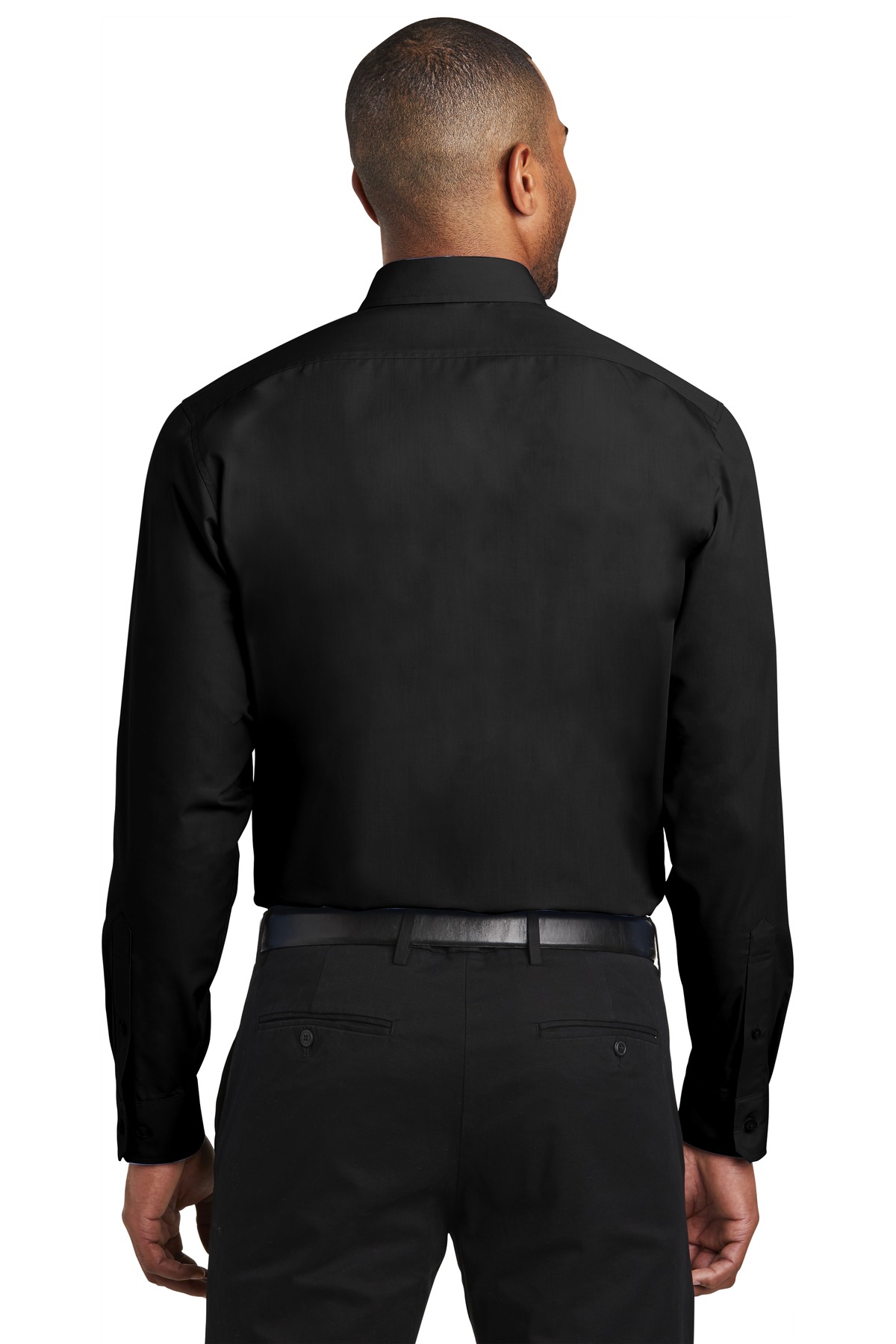 W103 Port Authority Slim Fit Carefree Poplin Shirt. - Back Image