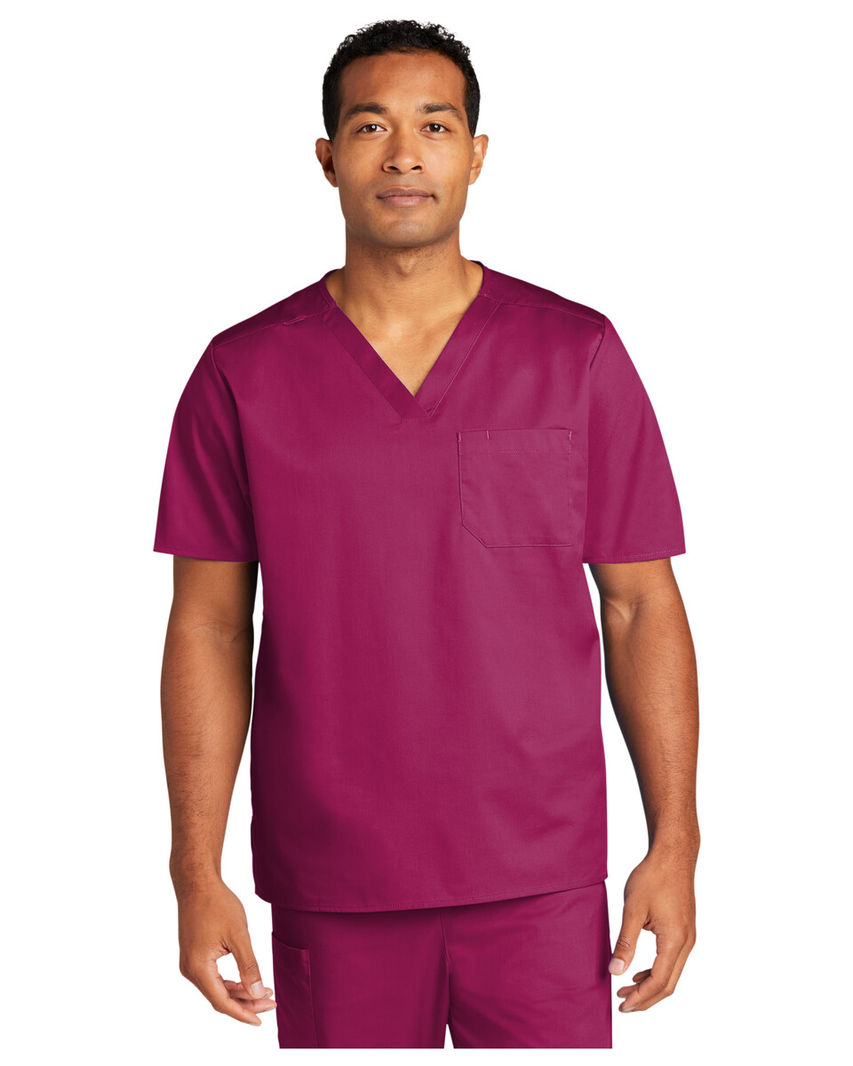 WW3160 Wonderwink Unisex WorkFlex Chest Pocket V-Neck Top Zoom Image
