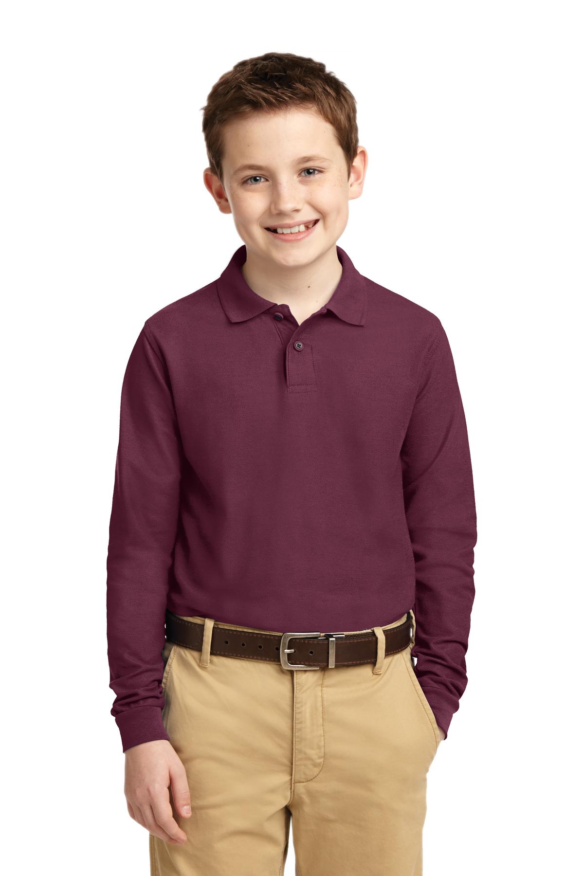 Y500LS Port Authority Youth Long Sleeve Silk Touch Polo. Y500LS Port Authority Youth Long Sleeve Silk Touch Polo.