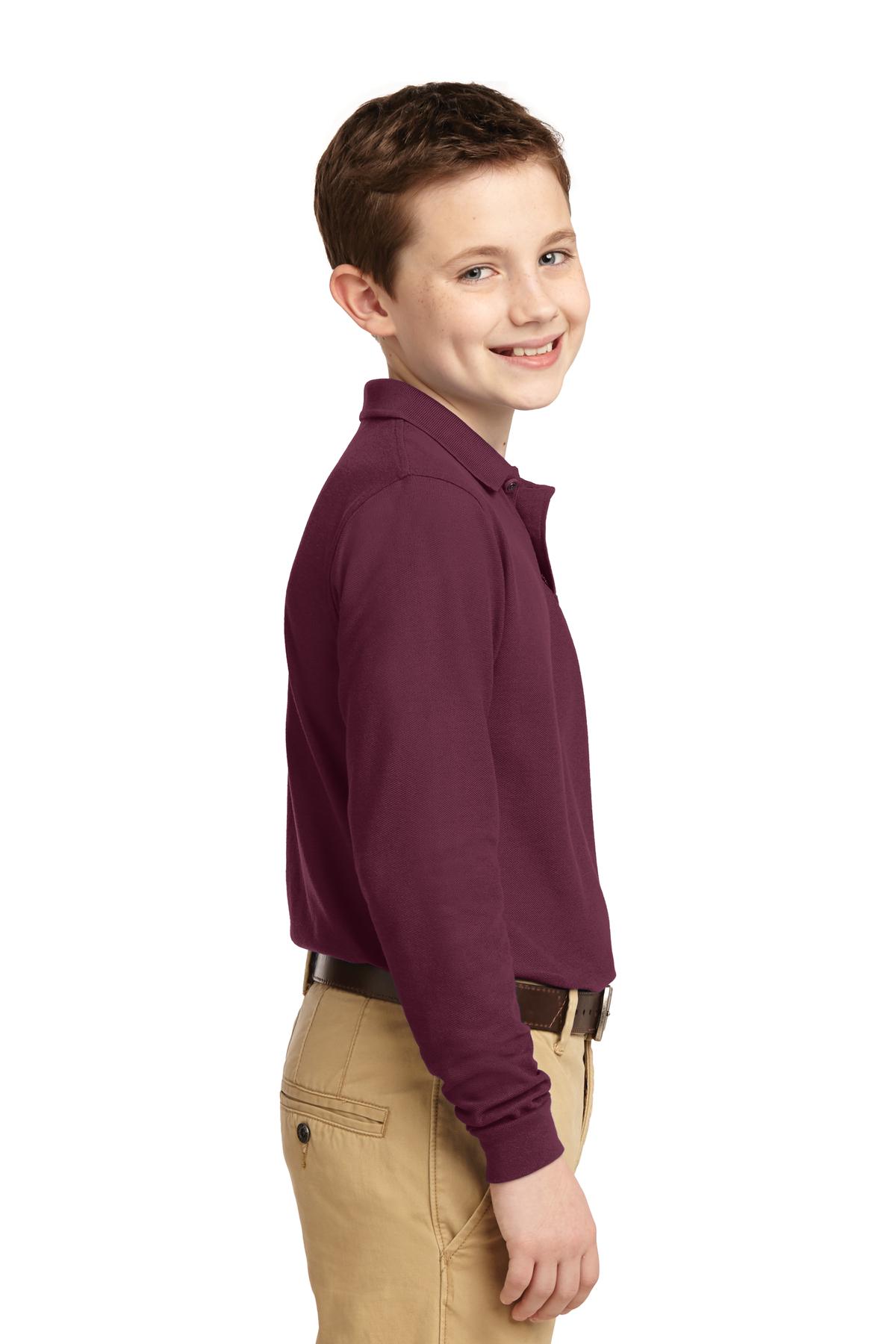 Y500LS Port Authority Youth Long Sleeve Silk Touch Polo. - Siide Image