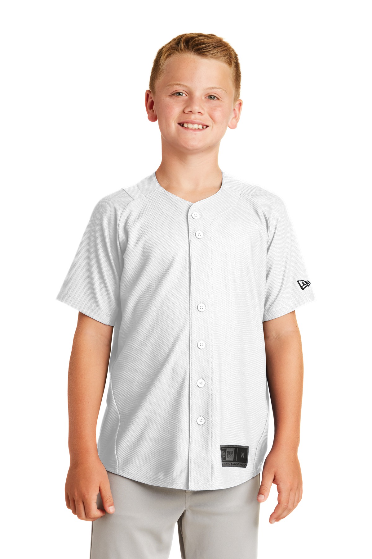 YNEA220 New Era Youth Diamond Era Full-Button Jersey.