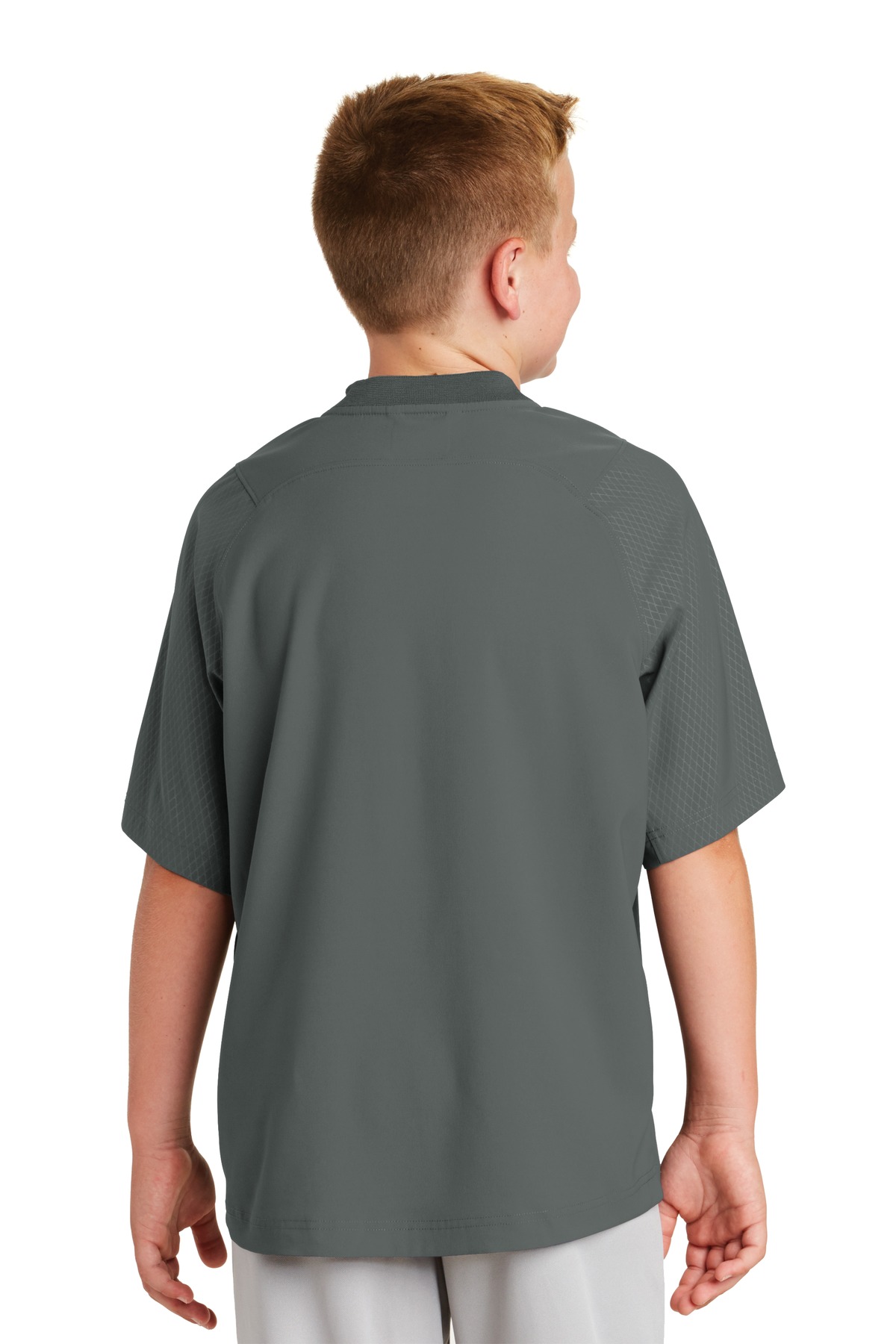 YNEA600 New Era Youth Cage Short Sleeve 1/4-Zip Jacket. - Back Image