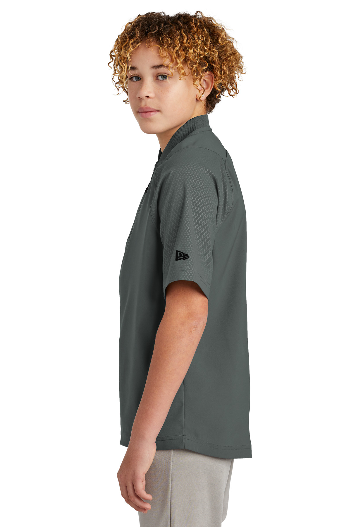 YNEA600 New Era Youth Cage Short Sleeve 1/4-Zip Jacket. - Siide Image