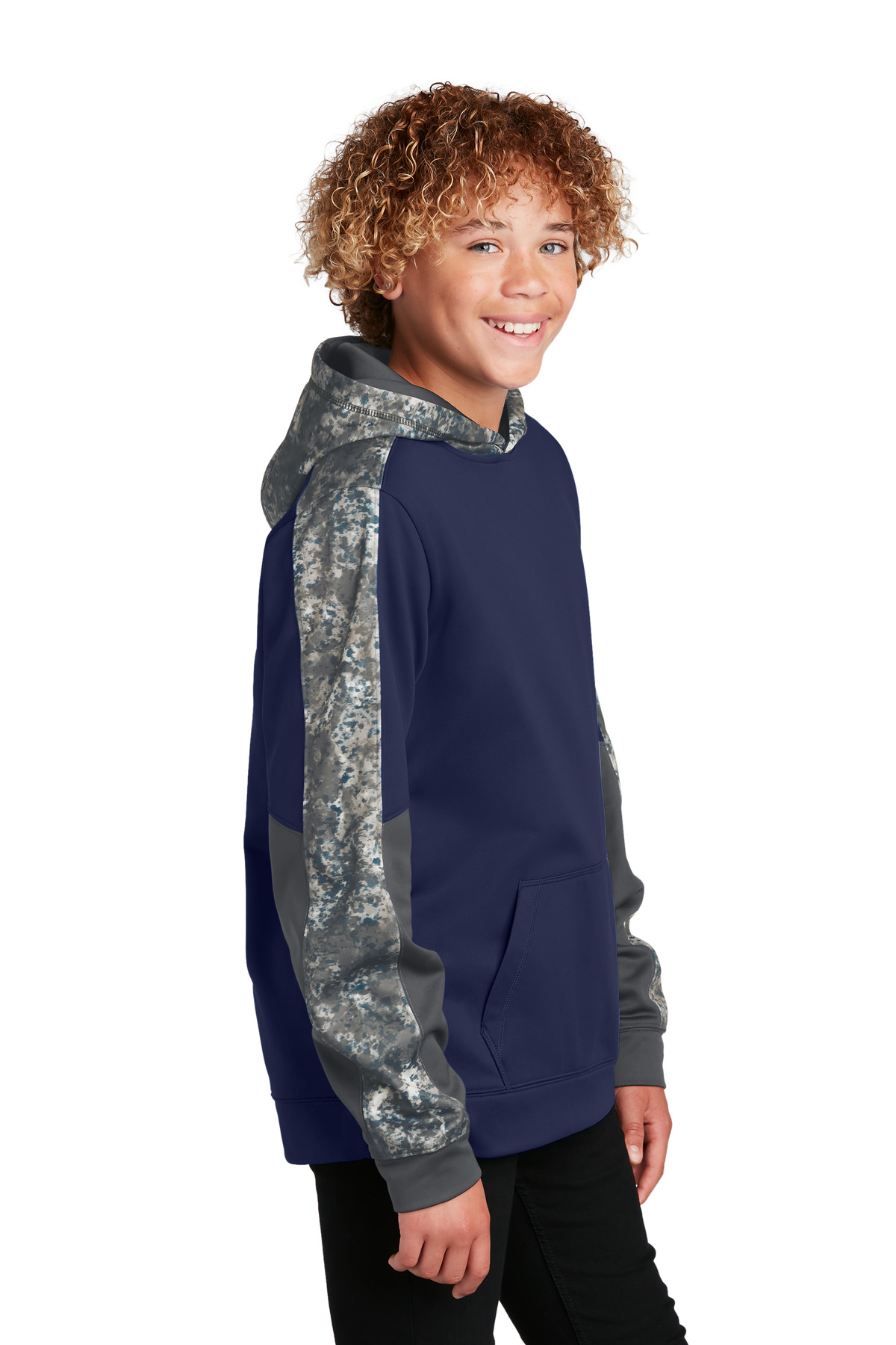 YST231 Sport-Tek Youth Sport-Wick Mineral Freeze Fleece Colorblock Hooded Pullover. - Siide Image