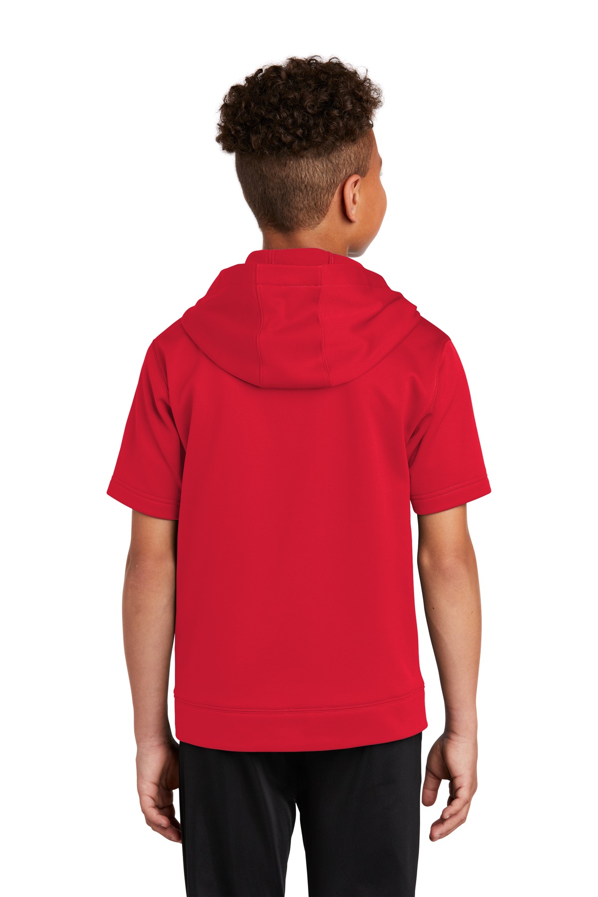 YST251 Sport-Tek Youth Sport-Wick Fleece Short Sleeve Hooded Pullover. - Back Image
