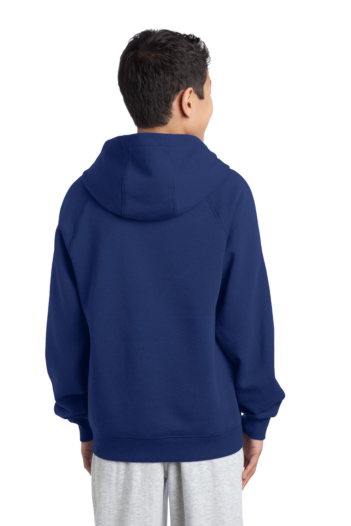 YST265 Sport-Tek Youth Sleeve Stripe Pullover Hooded Sweatshirt. YST265 Sport-Tek Youth Sleeve Stripe Pullover Hooded Sweatshirt. - Back Image