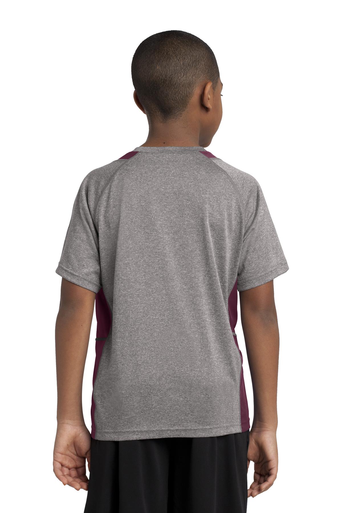YST361 Sport-Tek Youth Heather Colorblock Contender Tee - Back Image
