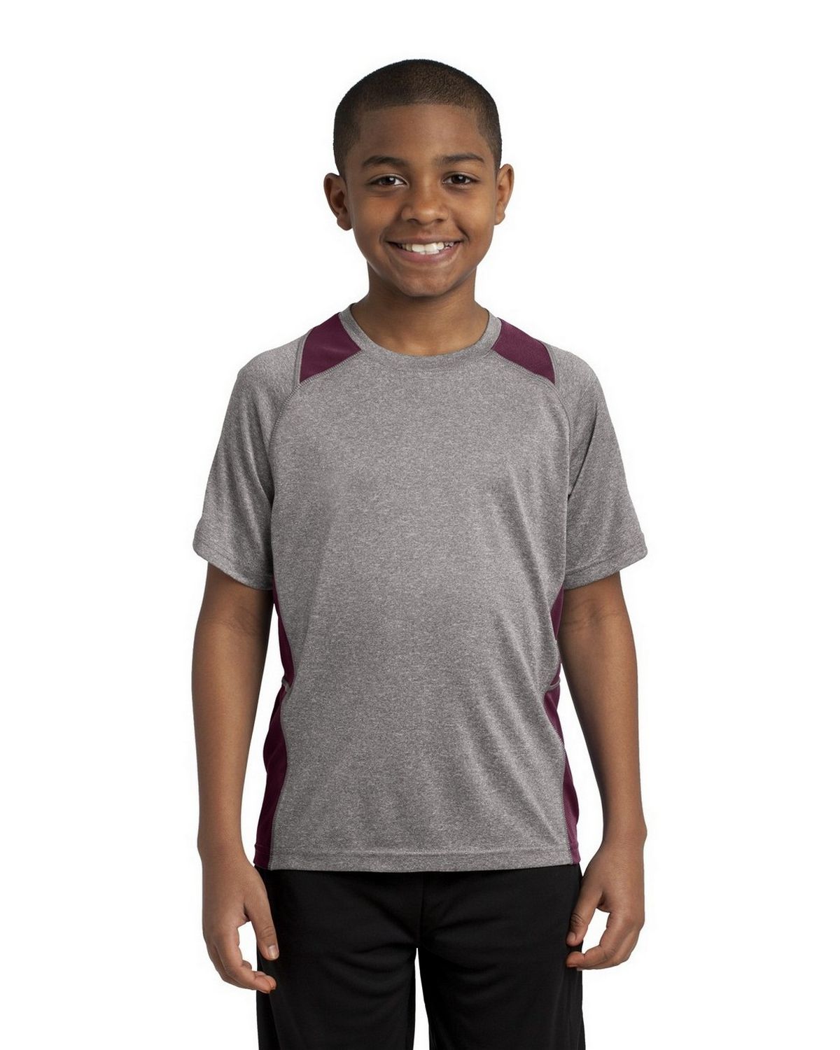 YST361 Sport-Tek Youth Heather Colorblock Contender Tee