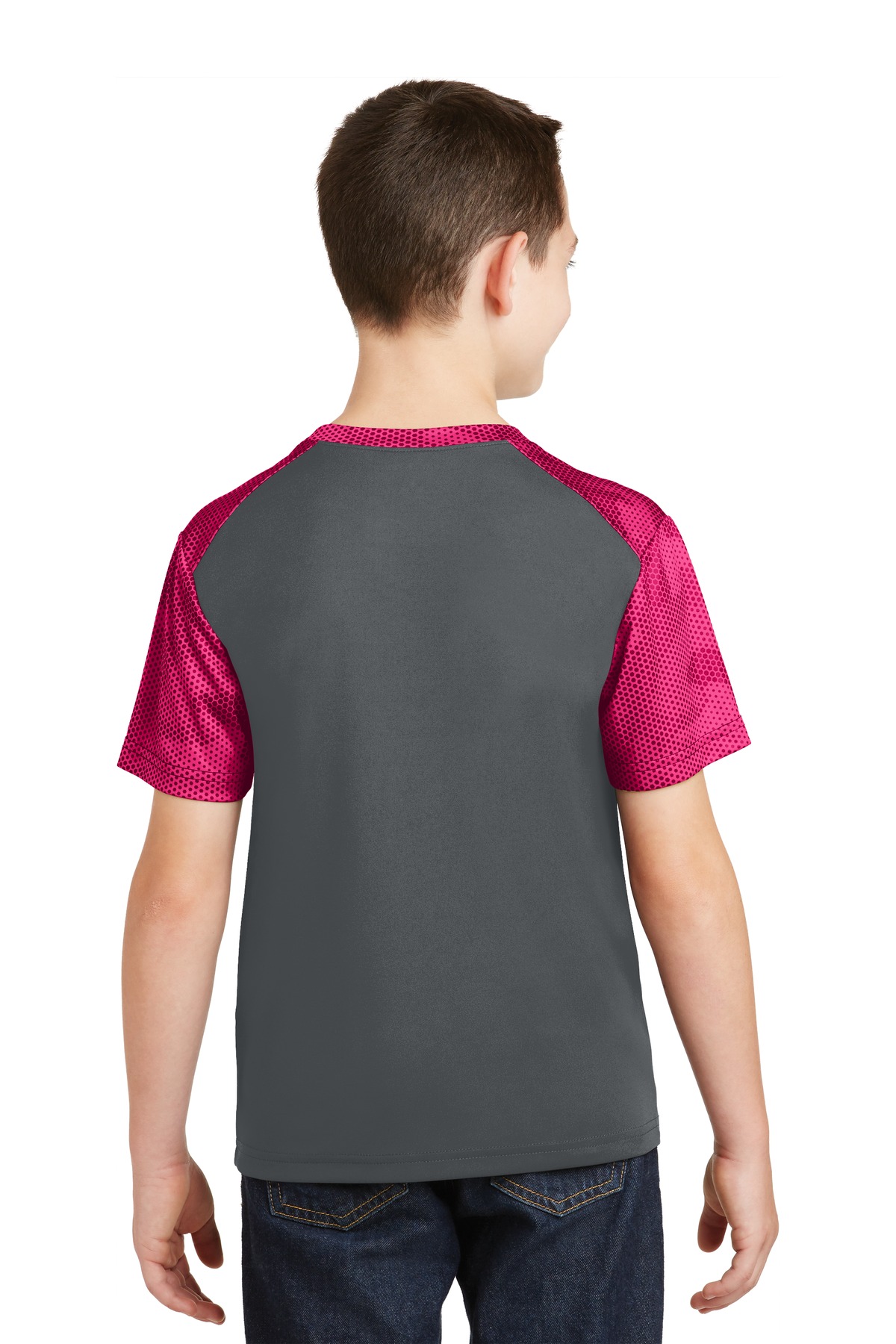 YST371 Sport-Tek Youth CamoHex Colorblock Tee. - Back Image
