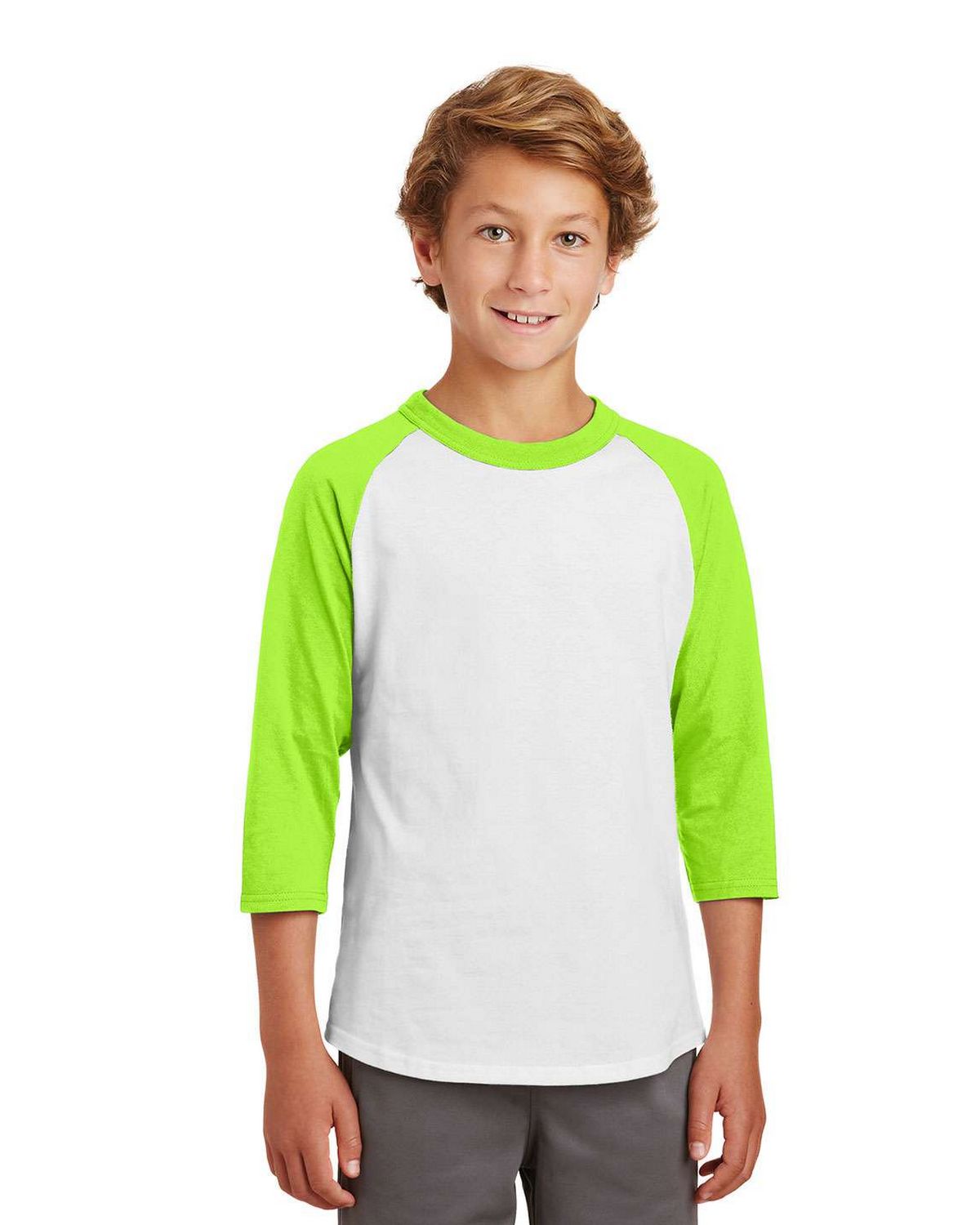 YT200 Sport-Tek Youth Colorblock Raglan Jersey.
